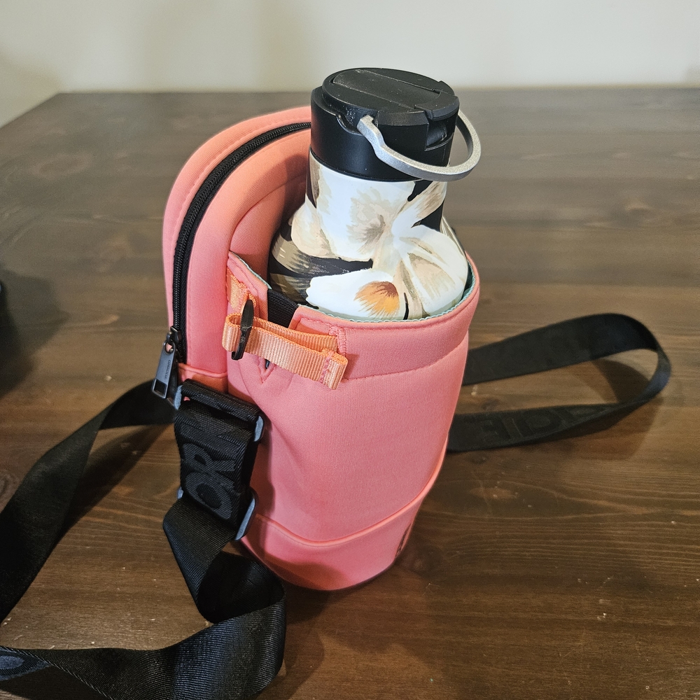 Coral Crossbody Bag with Black Strap